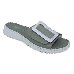 Eric Michael DARLA Leather Olive Slides Size 40 (9.5/10)